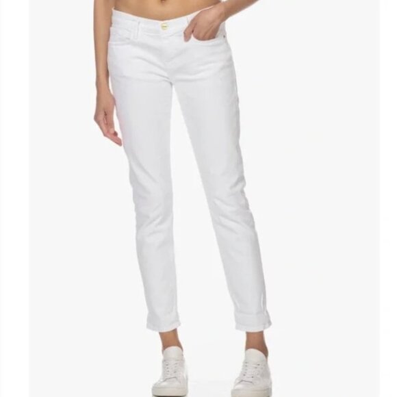 FRAME Le Garcon Mid-Rise Boyfriend Ankle Jean in Blanc (White Denim) 31 - Picture 1 of 12
